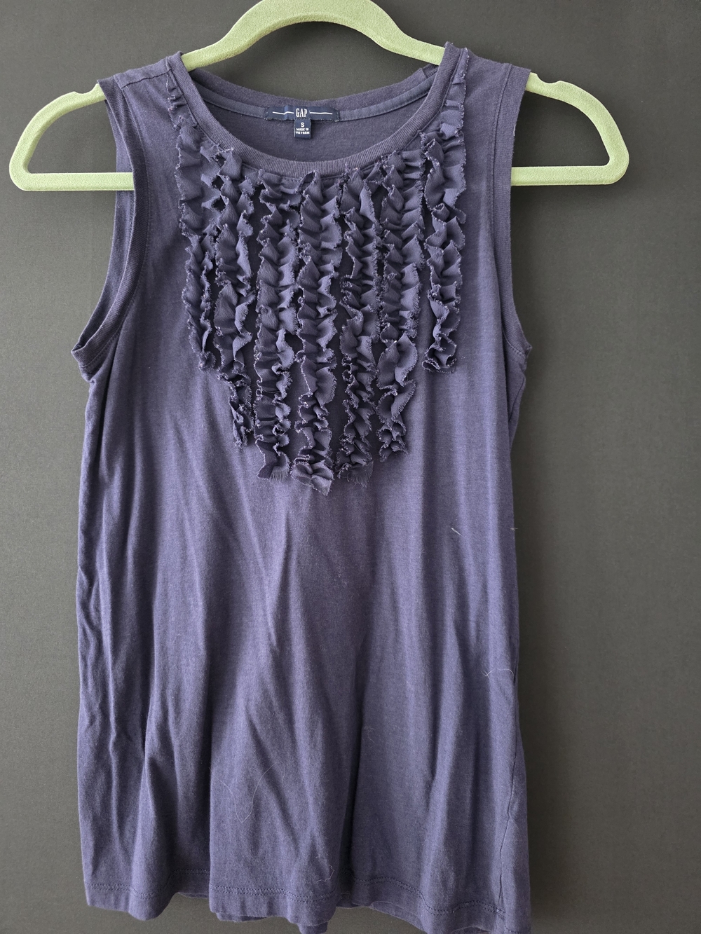 GAP Purple Ruffle Front Sleeveless Tank